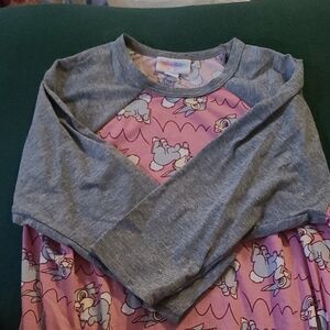 LuLaRoe Kids Shirt with Gray Sleeves and Pink Pattern